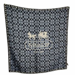 Coach Blue Horse and Carriage Logo 100% Silk 26" x 26.5" SCARF NWOT